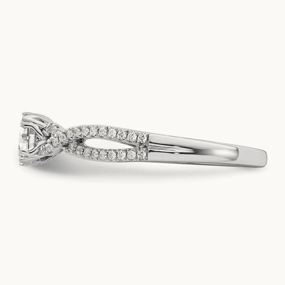 Criss-Cross 1/2ct Round Semi-Mount Eng Dia Ring, 14K White Gold