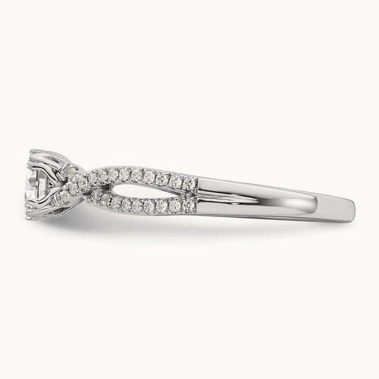 Criss-Cross 1/2ct Round Semi-Mount Eng Dia Ring, 14K White Gold