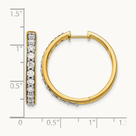 Hinged Hoop Earrings, 1.50 ct tw Lab-Grown Diamond — 14K Yellow Gold