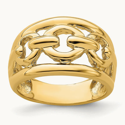 Polished Chain Design Inside Ring, 14K
