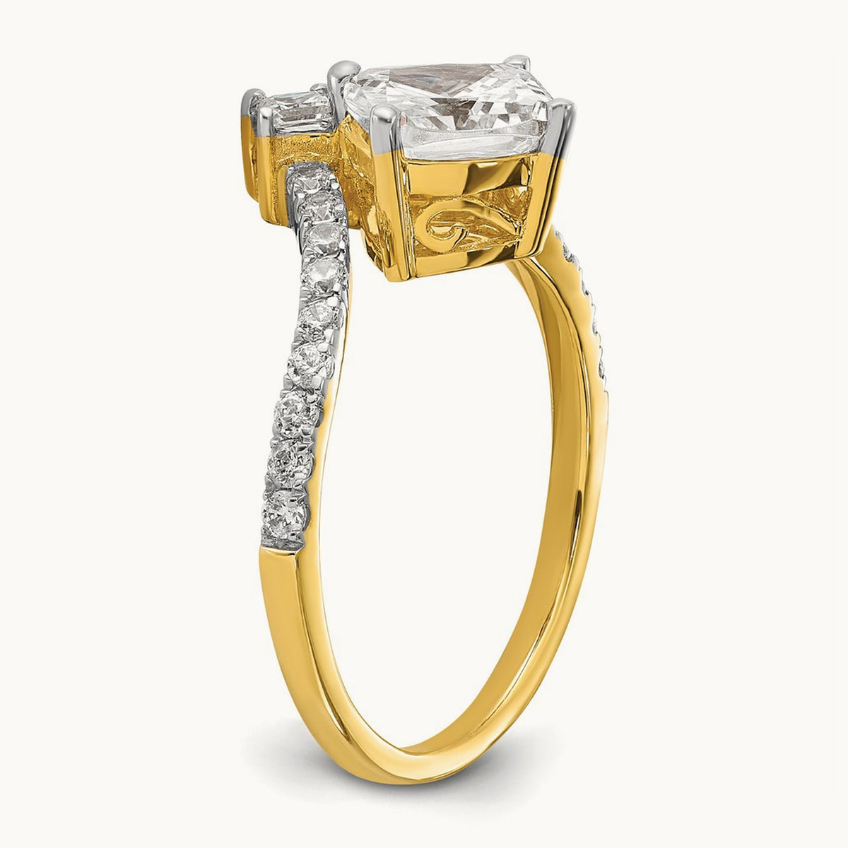 Asymmetric Cushion Semi-Mount Engagement. Ring, 0.50 ct tw