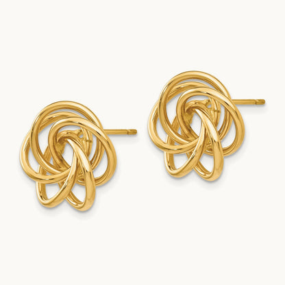 Polished Love Knot Post Earrings, 14K
