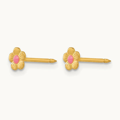 Inverness 14k Epoxy Fill Pink Mini Flower Earrings