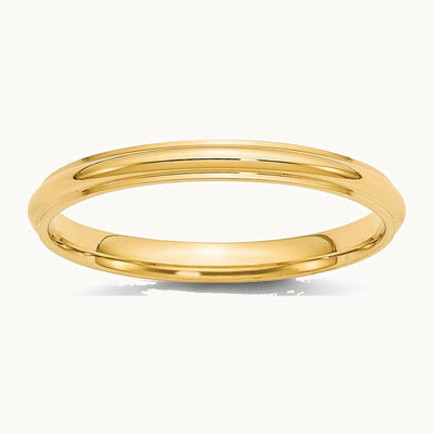 14K Yellow Gold 2.5mm Half Round with Edge Wedding Band