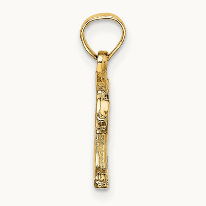 Textured Bear Charm, 14K