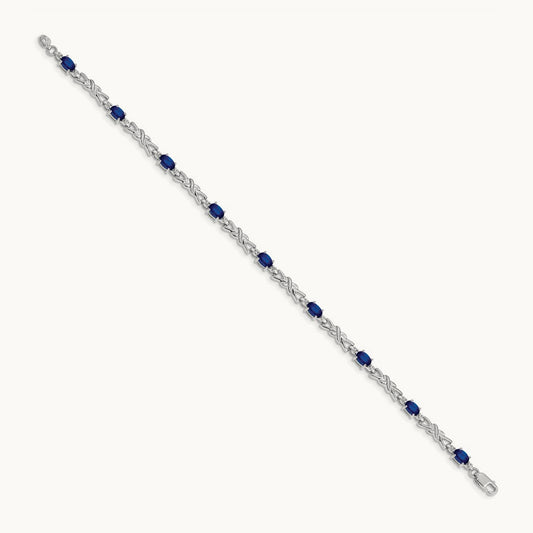 Diamond and Sapphire Bracelet, 14K White Gold