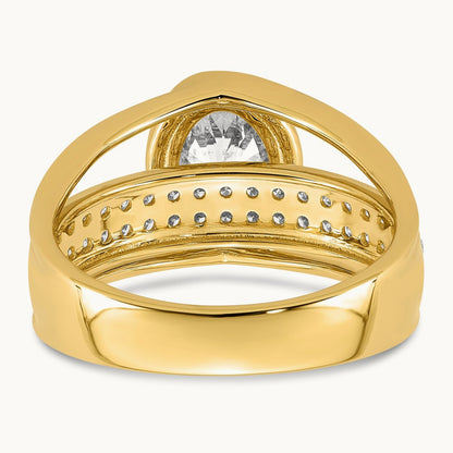 Certified Oval Center Lab Grown Diamond VS+ F+ Ring, 14K Yellow Gold
