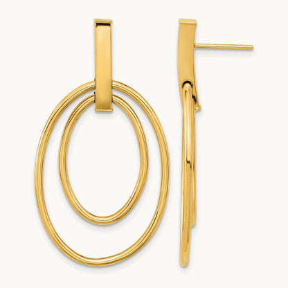 Polished Post Dangle Earrings, 14K — Leslie's