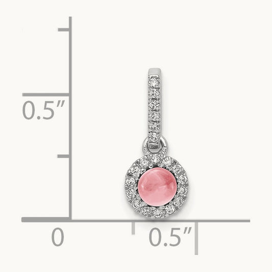 Diamond and Cabochon .47 Pink Tourmaline Pendant, 14K White Gold