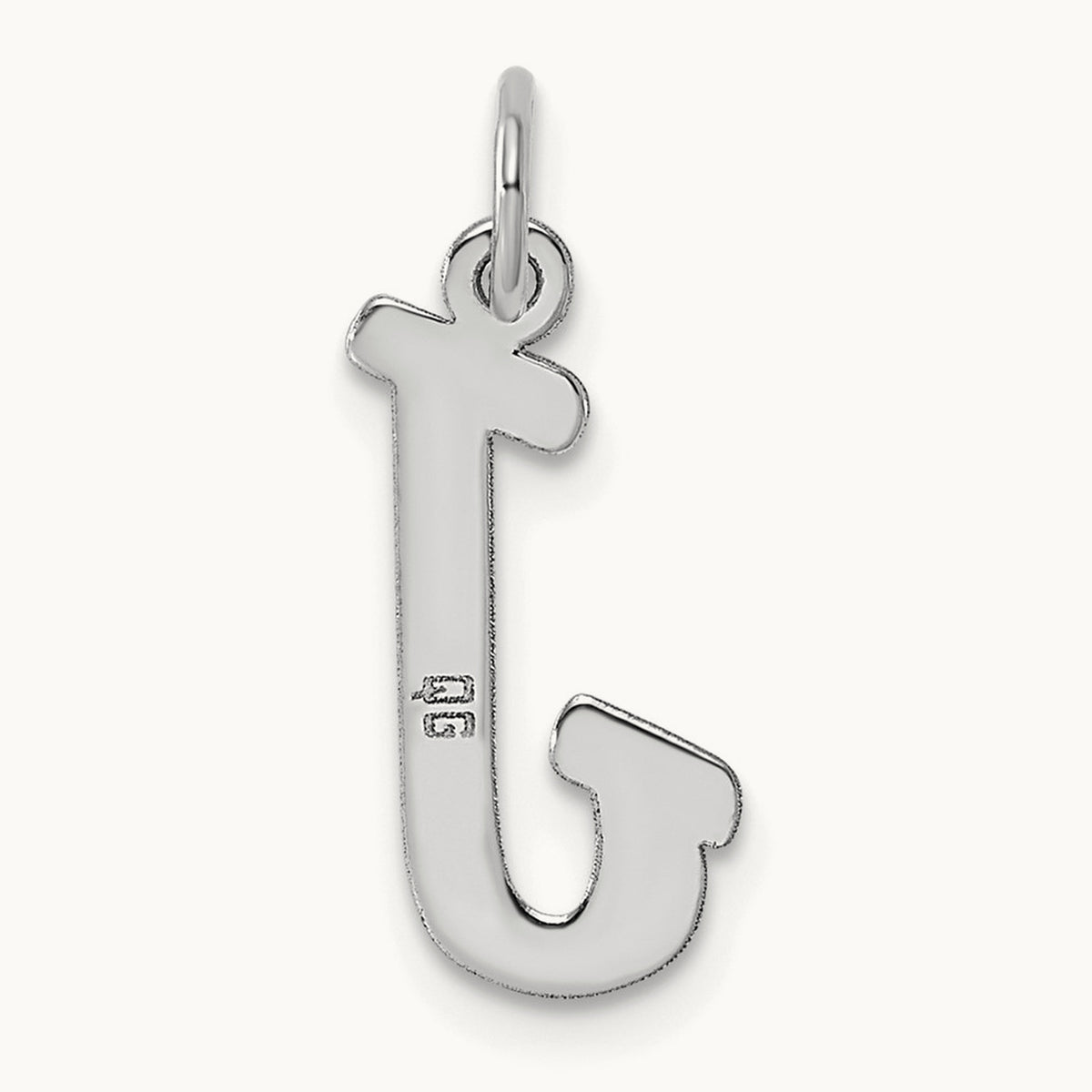 Medium Script Initial Charm — 14K White Gold, J