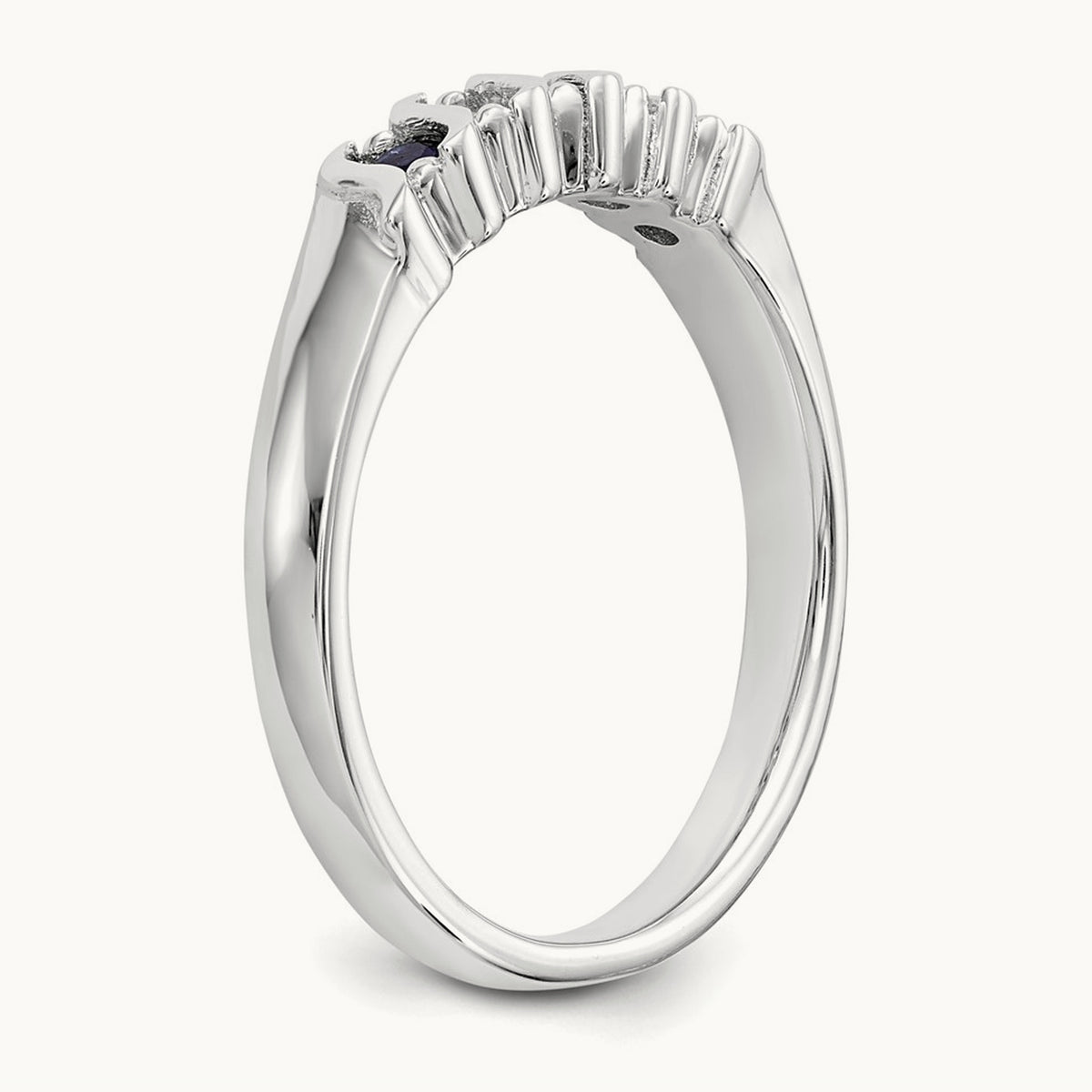 Diamond with Sapphire Band — 14K White Gold, 0.09 ct, 7