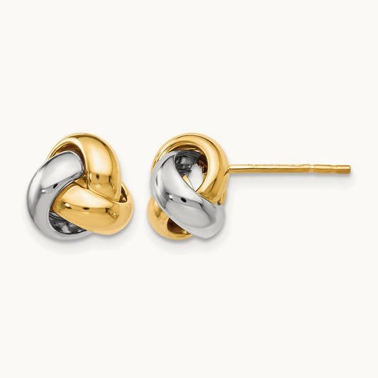 Polished Love Knot Earrings, 14K Two-tone — Leslie's