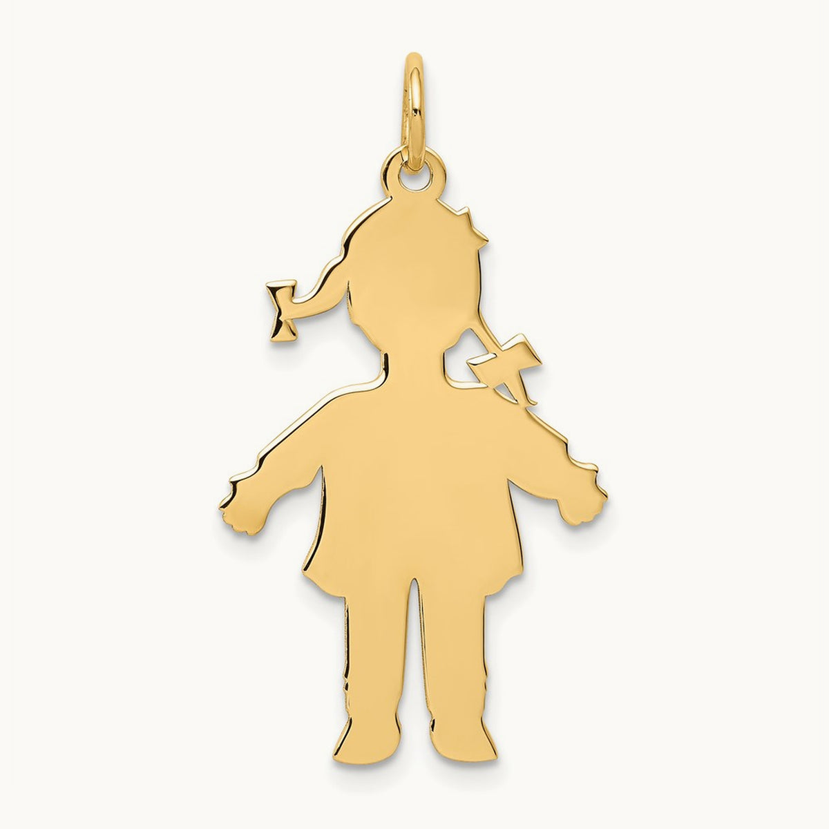 Plain Polished Large Girl Charm, 14K