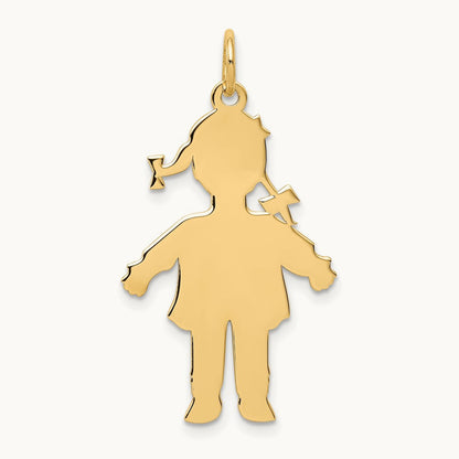 Plain Polished Large Girl Charm, 14K