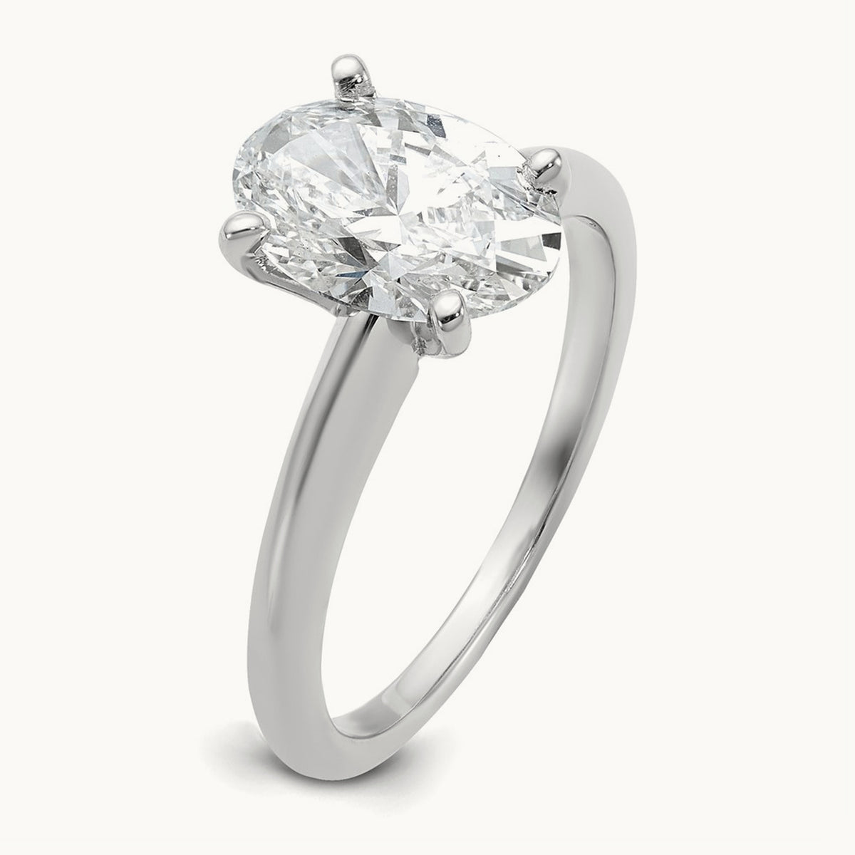 Oval Solitaire Engagement Ring, 0.50-5.00 ct tw Lab-Grown Diamond — 2 ct, 14K White Gold