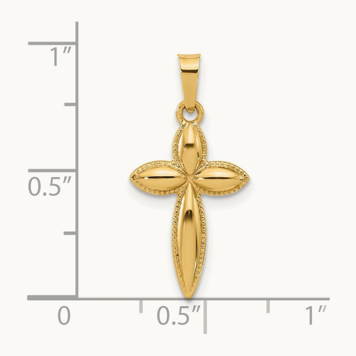 Polished and Beaded Hollow Edge Passion Cross Pendant — 24.2mm