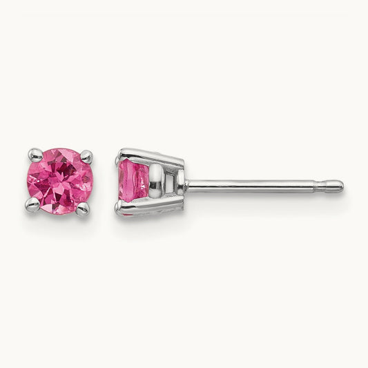 Pink Spinel Earrings, 14K White Gold