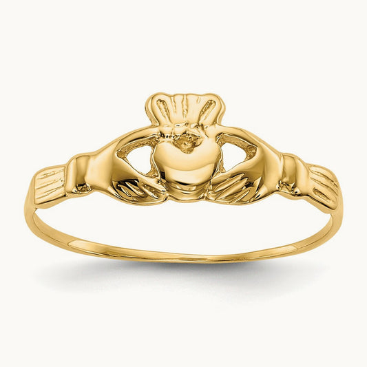 Childs Polished Claddagh Ring, 14K