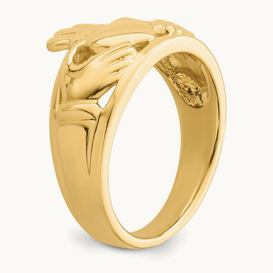 Polished Ladies Claddagh Ring, 14K