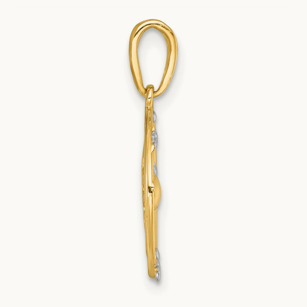 Polished Sun With Solar System Orbit Charm, 14K with White Rhodium