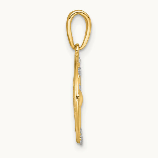 Polished Sun With Solar System Orbit Charm, 14K with White Rhodium
