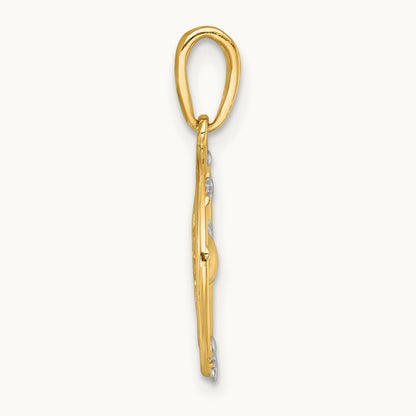 Polished Sun With Solar System Orbit Charm, 14K with White Rhodium