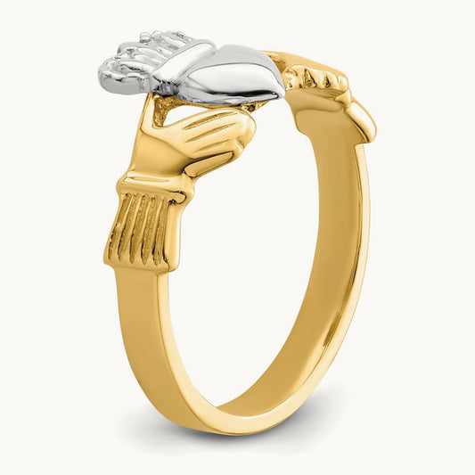 Polished Claddagh Ring, 14K Two-tone