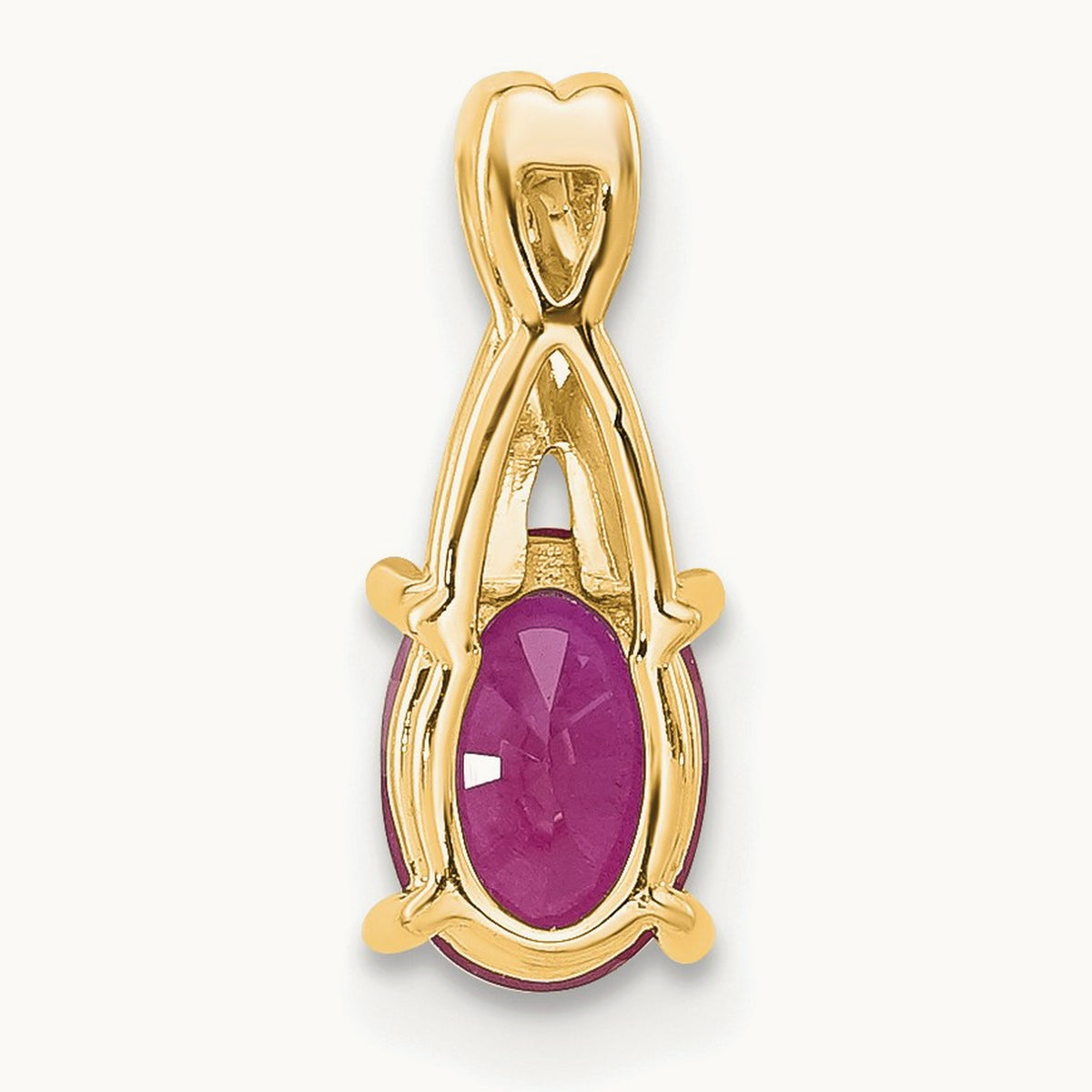 Oval Created Ruby and Lab-Grown Diamond Pendant — 14K Yellow Gold, 14.3mm