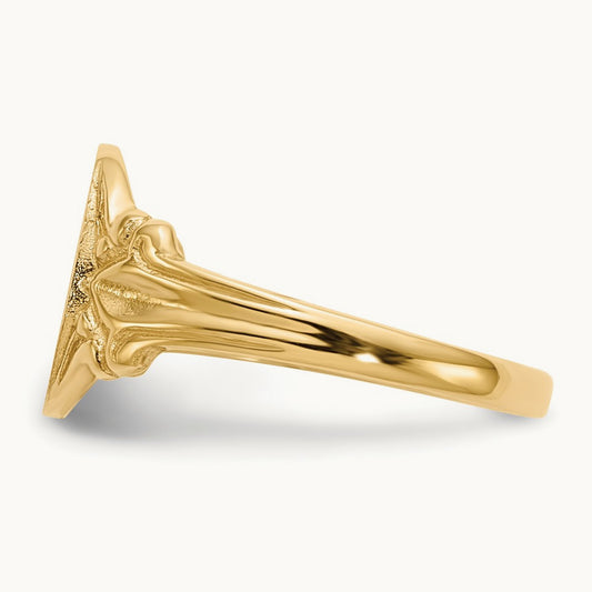 8.0x10. Open Back Signet Ring, 0mm, 14K