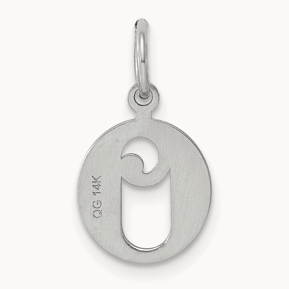 Diamond-cut Initial Charm — 14K White Gold, O