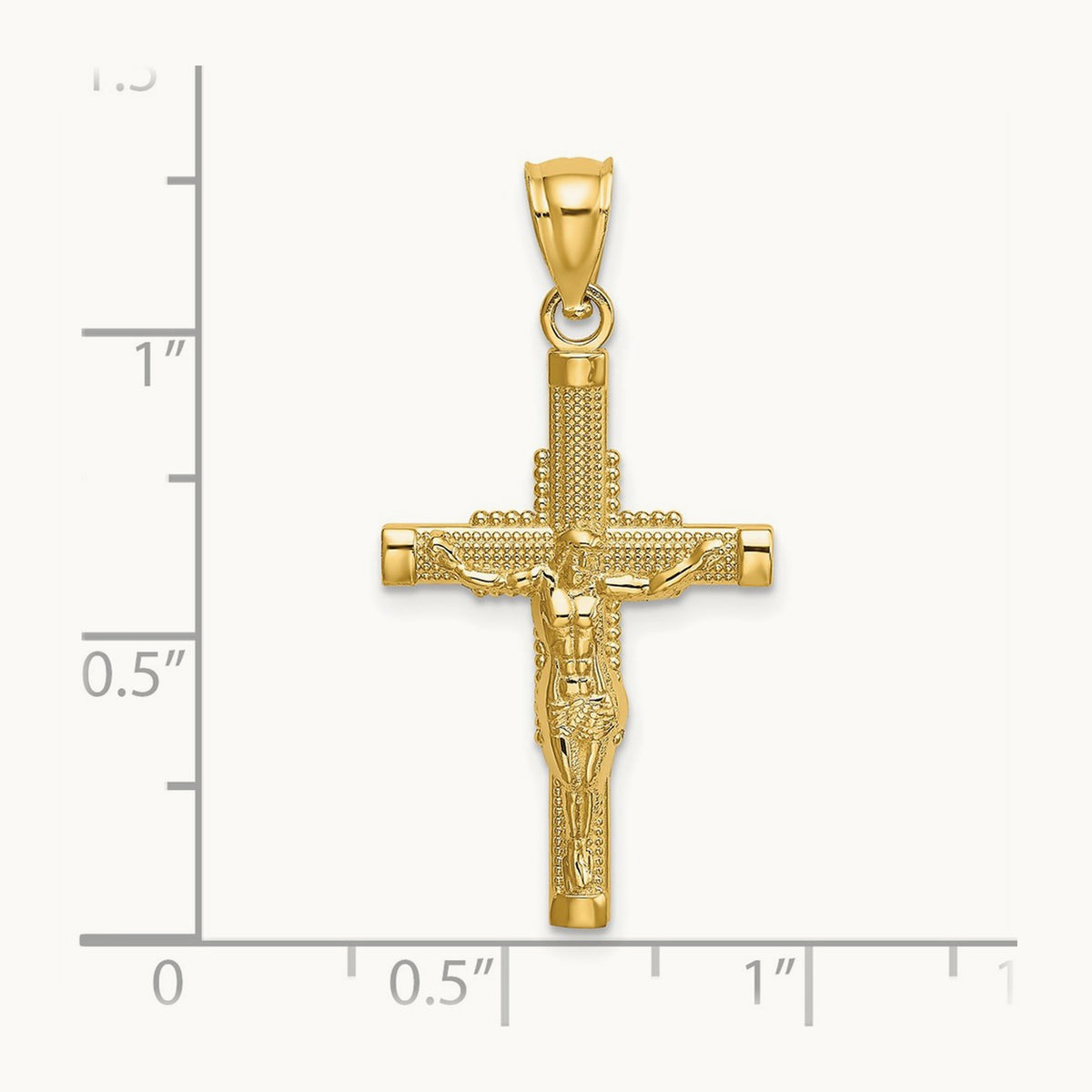 Beaded Accent Crucifix Charm, 14K
