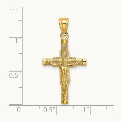 Beaded Accent Crucifix Charm, 14K