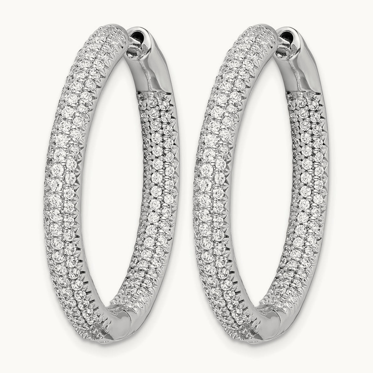 1 1/2Ctw Hinged Hoop Diamond Earrings, 14K White Gold