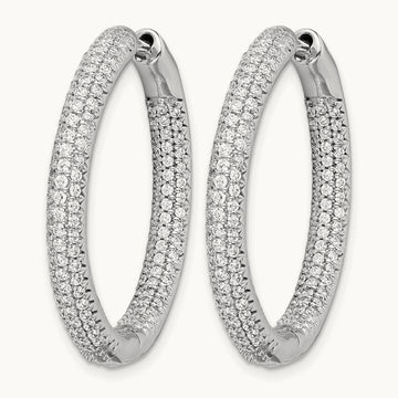 1 1/2Ctw Hinged Hoop Diamond Earrings, 14K White Gold