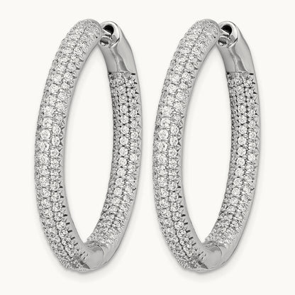 1 1/2Ctw Hinged Hoop Diamond Earrings, 14K White Gold