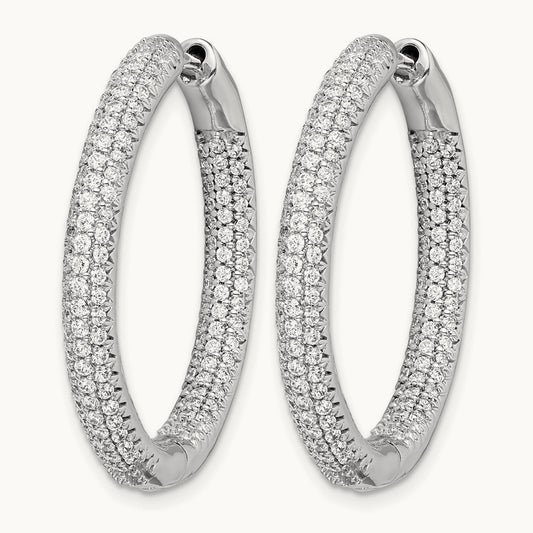 1 1/2Ctw Hinged Hoop Diamond Earrings, 14K White Gold