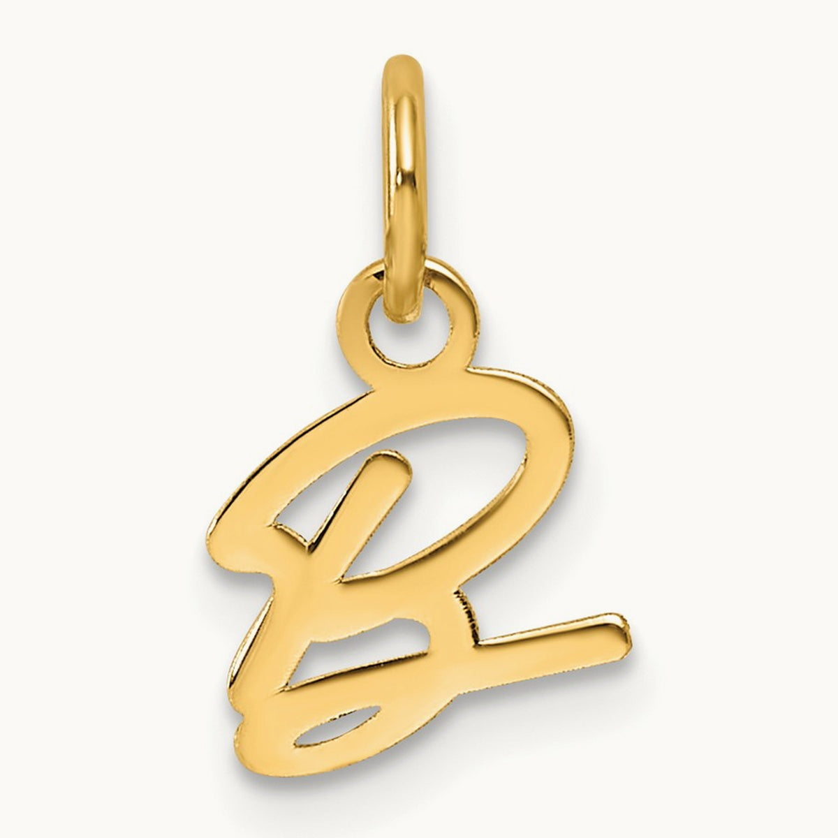 Uppercase Initial Charm — 14K Yellow Gold, B