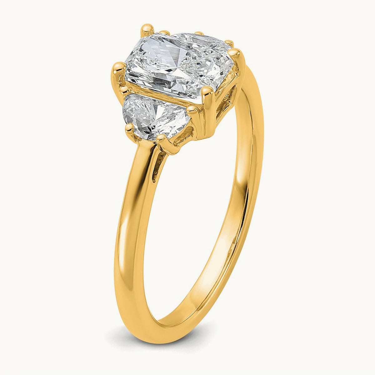 Radiant & 1/2 Moon Engagement Ring, 1.25-4.00 ct tw Lab-Grown Diamond — 1 3/8 ct, 14K Yellow Gold