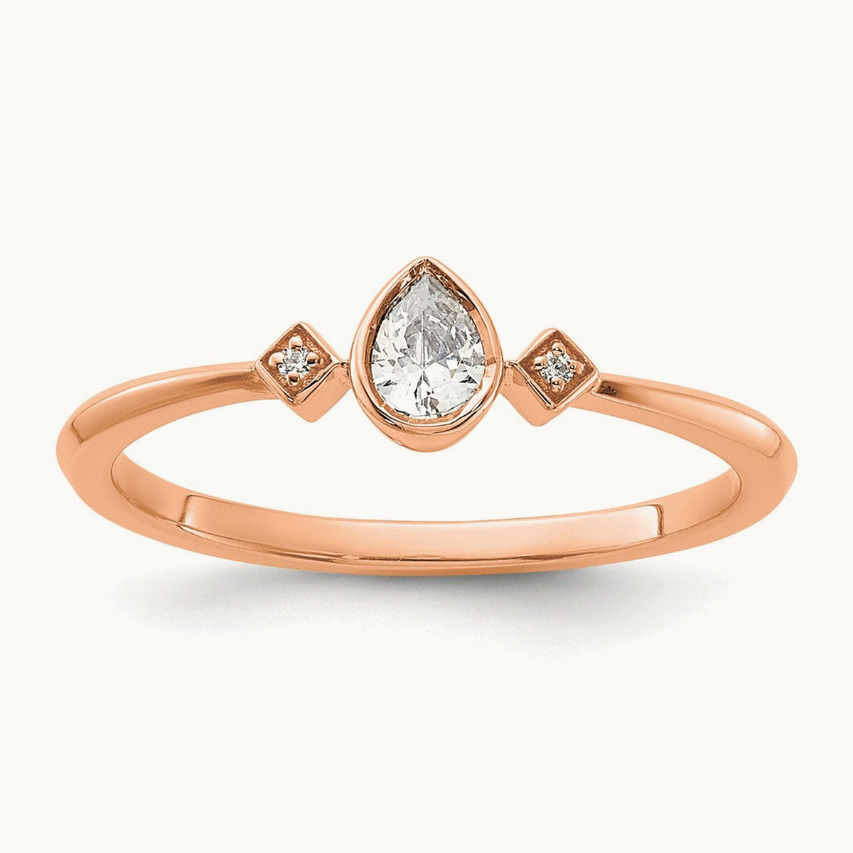 Petite Pear Complete Diamond Ring — 14K Rose Gold, 7