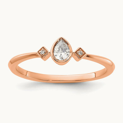Petite Pear Complete Diamond Ring — 14K Rose Gold, 7
