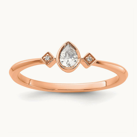 Petite Pear Complete Diamond Ring — 14K Rose Gold, 7