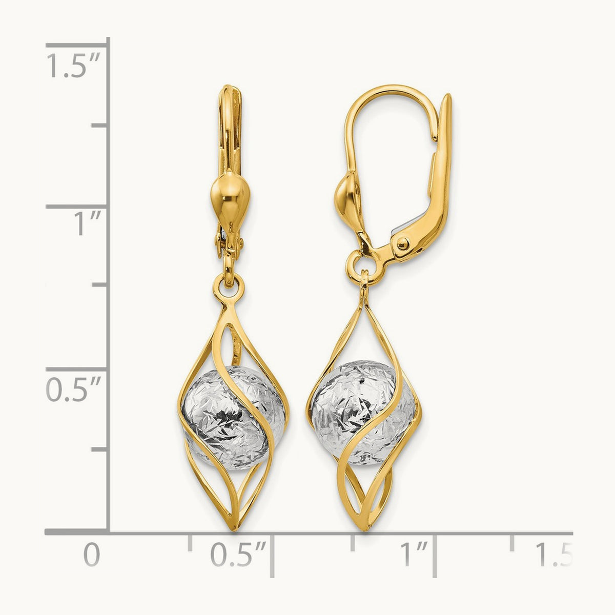 Polished Diamond-cut Dangle Leverback Earrings — photo set