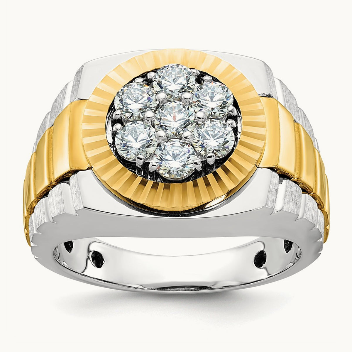IBGoodman Men's Polished Satin & Textured Diamond Ring, 14K Two-tone