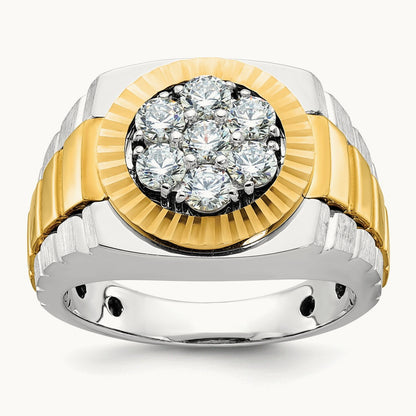 IBGoodman Men's Polished Satin & Textured Diamond Ring, 14K Two-tone