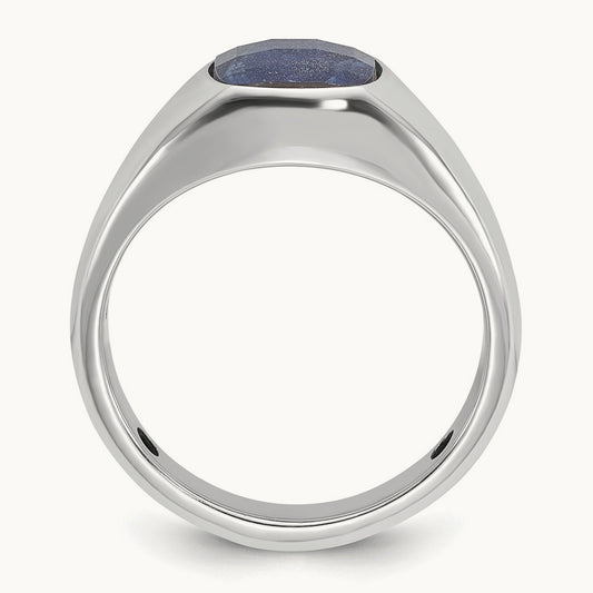 IBGoodman Men's Sapphire Doublet Stone Complete Ring, 14K White Gold
