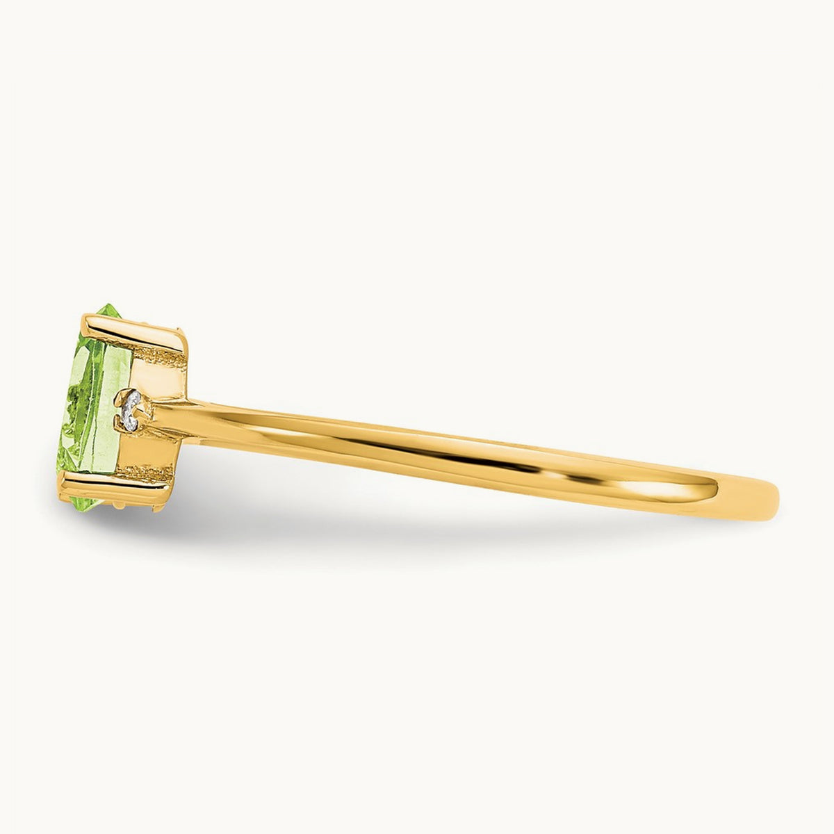 Diamond & Peridot Birthstone Ring — 14K Yellow Gold, 6