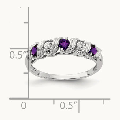 Amethyst AA Diamond ring, 2.75mm, 14K White Gold