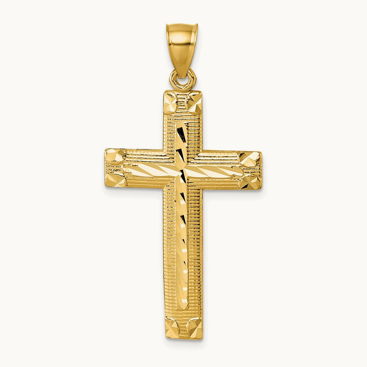 Polished Diamond-cut Textured Fancy Cross Pendant — photo set
