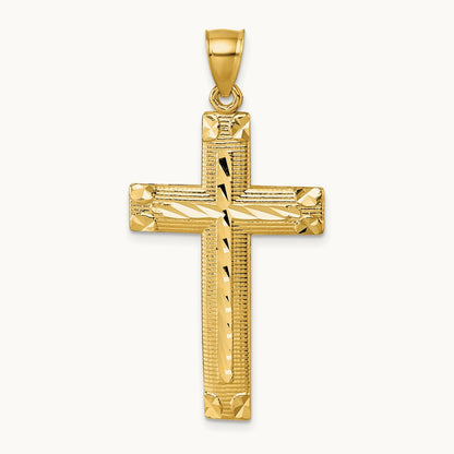 Polished Diamond-cut Textured Fancy Cross Pendant — photo set