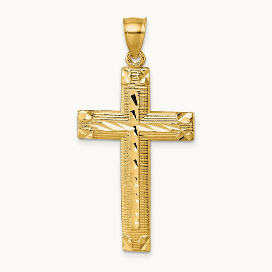 Polished Diamond-cut Textured Fancy Cross Pendant — photo set
